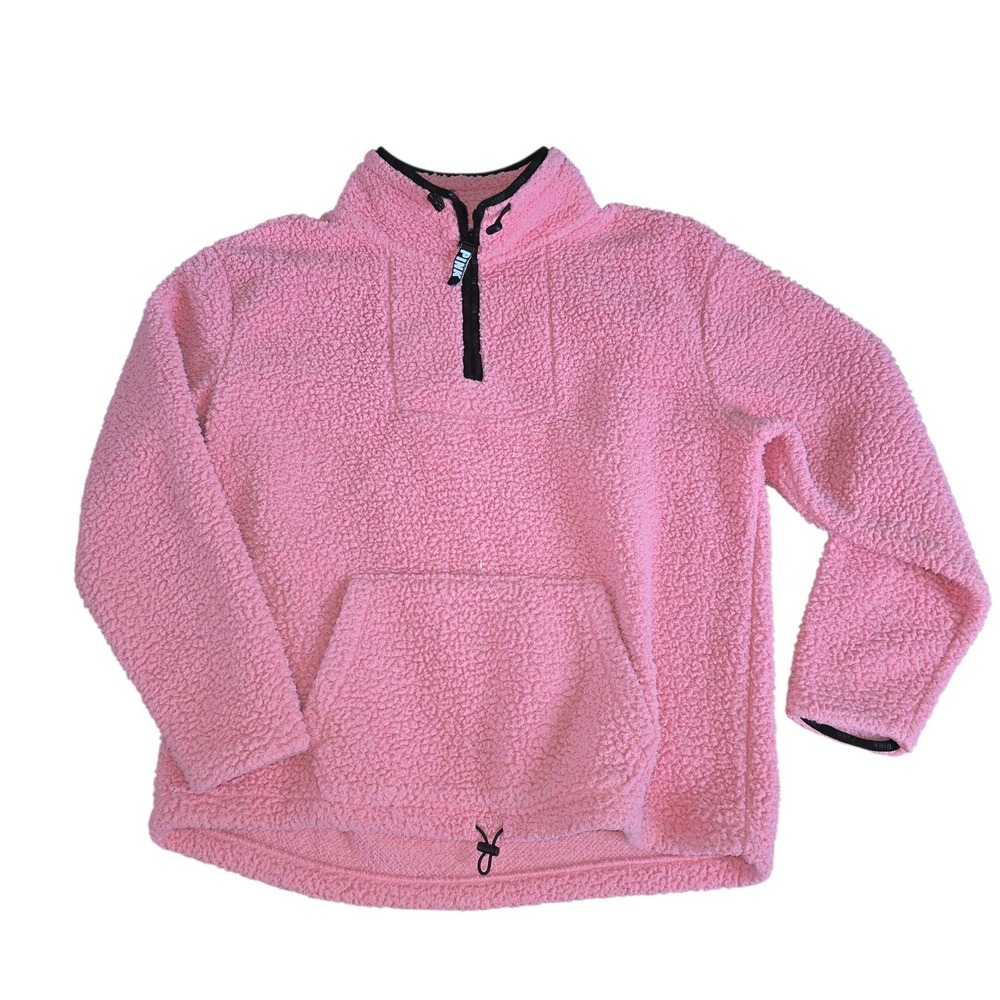 PINK Victoria's Secret Sherpa Fleece Quarter Zip Pullover Pink Large 386740-FJQ